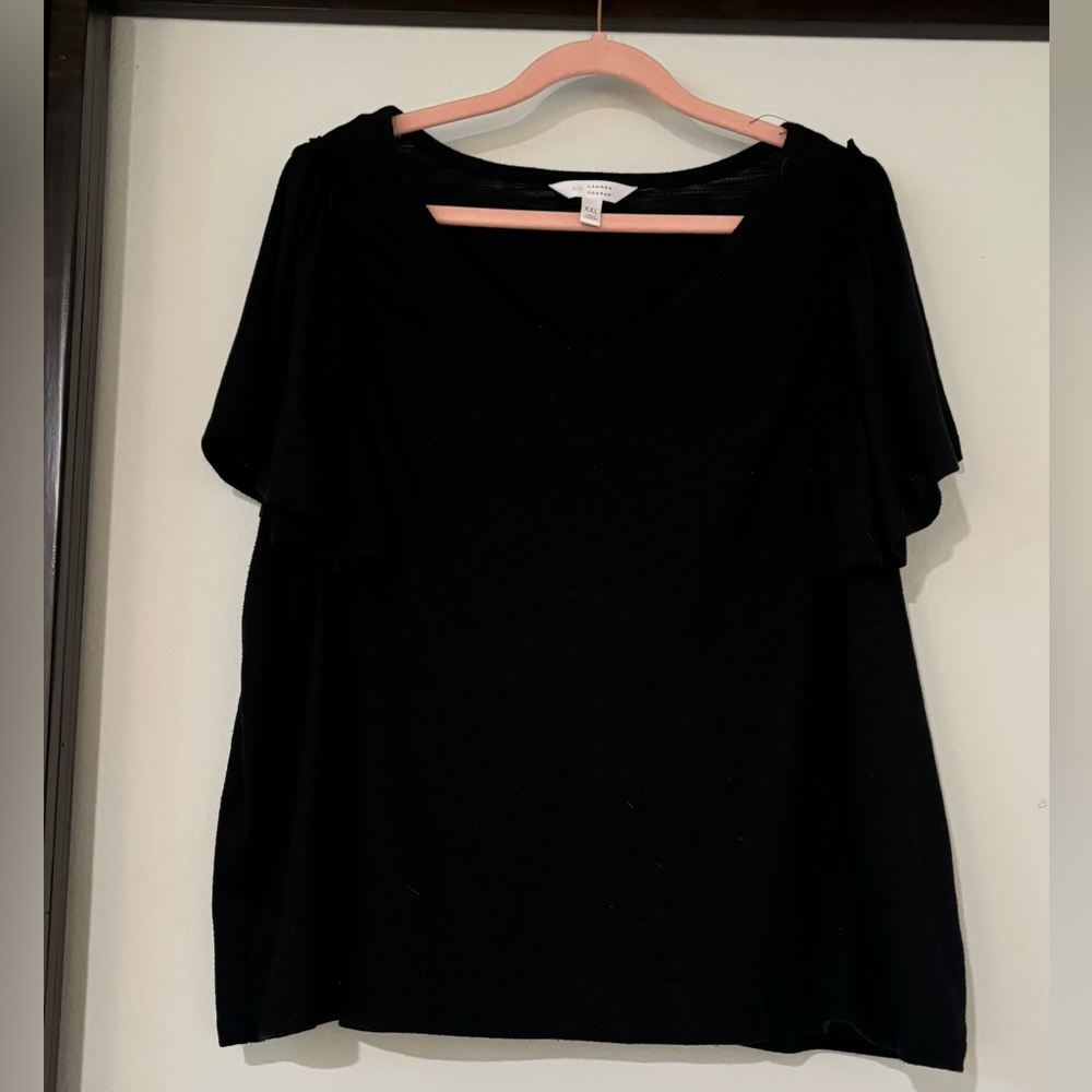 Black Lauren Conrad flutter sleeve shirt
